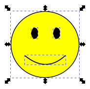 a smiley face made of four ungrouped objects