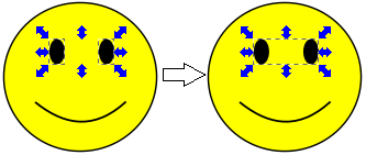 sequential images of two ovals being grouped