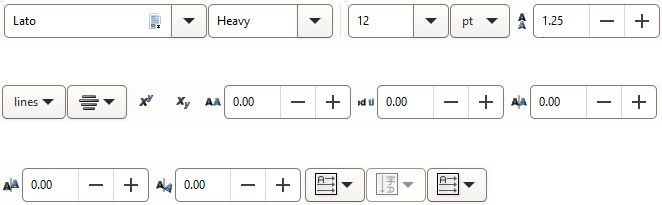 The text tool's options